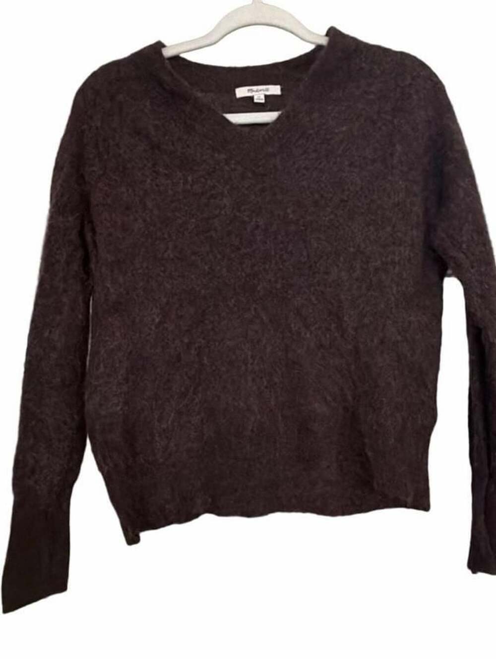 Madewell V-Neck Sweater Size XS Brown Alpaca Blend Long Sleeve